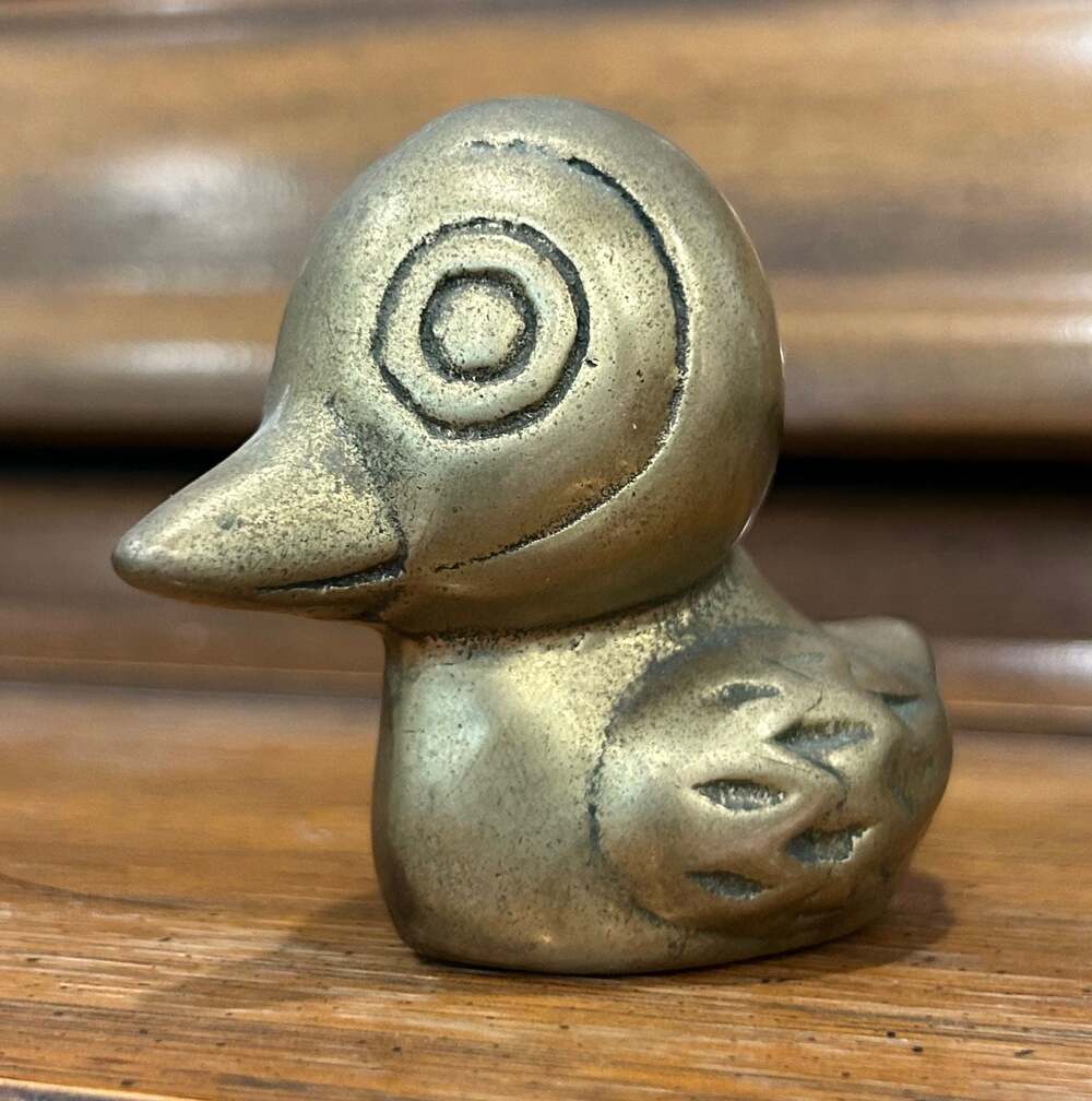 Vintage Solid Brass Duck Figurine Miniature Duckling Paperweight